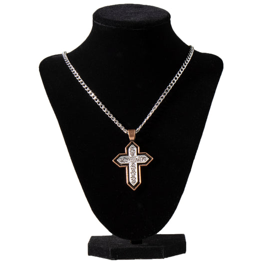 TWISTER MENS NECKLACE 24" CHAIN COPPER CROSS 32167