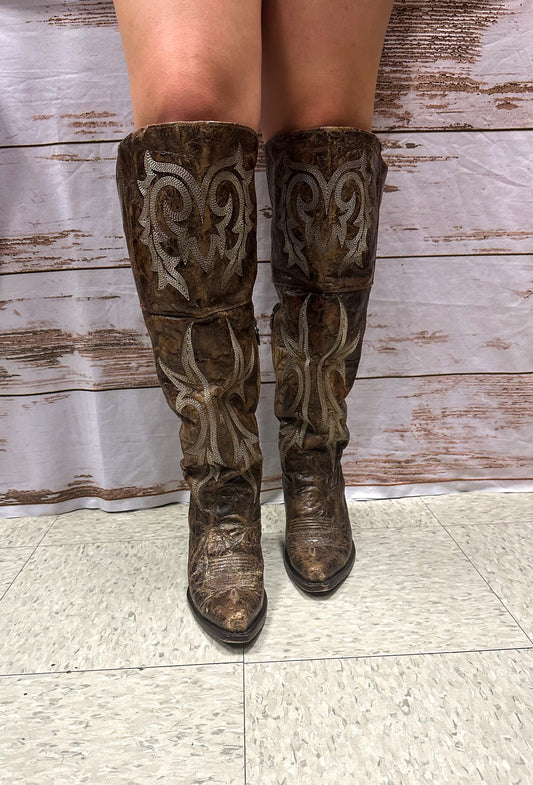 DAN POST WOMEN'S JILTED KNEE HIGH WESTERN BOOTS